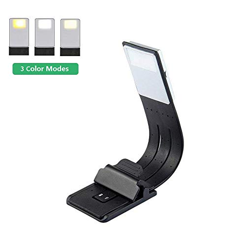 Luz de Lectura, OriFiil LED Lampara Lectura Libros, USB Recargable, 3 modos de color con brillo ajustable, Flexible Pinza para Lectores Noche, E-Reader, Estudio, Cama, Tablet