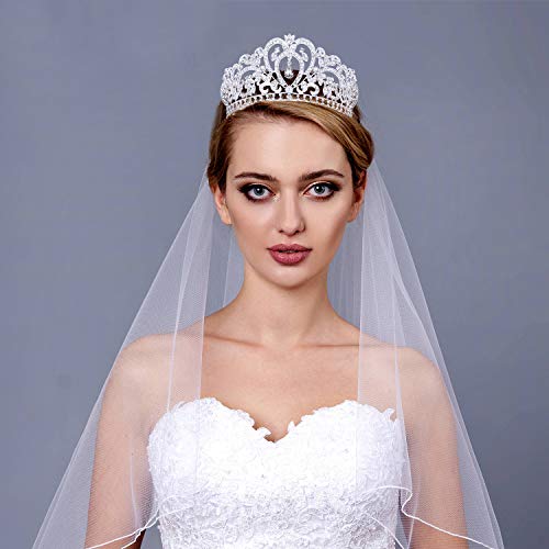 Makone Tiara Corona de Cristal con Diamantes de imitación Peine para Corona Nupcial Proms de Boda desfiles Princesas Fiesta de cumpleaños (Peine Estilo-6)