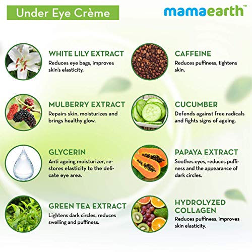 Mamaearth Natural Under Eye Cream for Dark Circles & Wrinkles with Coffee & Cucumber, 50 ml