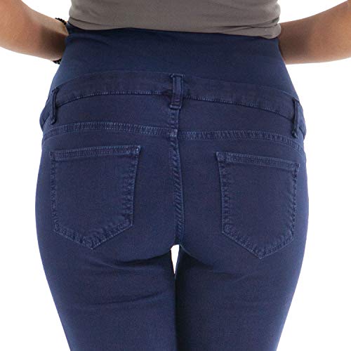 MAMAJEANS Venezia Ltd – Pantalón Premaman edición limitada, precio de lanzamiento, vaqueros de algodón lavado efecto consumido – Fabricado en Italia turquesa 36