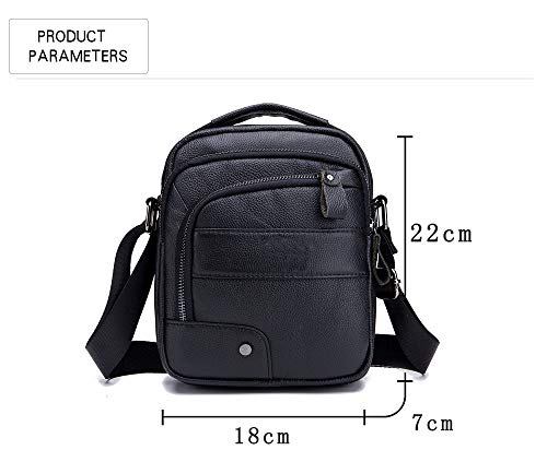 MANNUOSI Shoppers y bolsos de hombro piel autentica Bolsos para hombre vintage Business Bolsos de mano casual Bolsos cruzados multifuncional Bolsos Negro