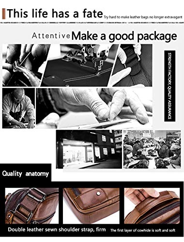 MANNUOSI Shoppers y bolsos de hombro piel autentica Bolsos para hombre vintage Business Bolsos de mano casual Bolsos cruzados multifuncional Bolsos Negro