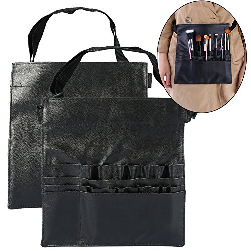 Maquillaje cepillo bolsa, soporte ajustable de suave piel sintética 22 bolsillos delantal cintura bolsa cosméticos almacenamiento herramientas