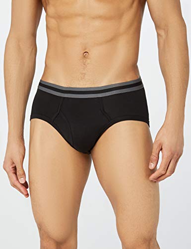 Marca Amazon - find. Slip para Hombre Y-Front, Pack de 7, Multicolor (Black/Charcoal), L, Label: L