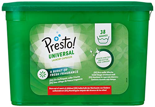 Marca Amazon - Presto! Detergente universal en cápsulas, 152 lavados (4 Packs, 38 cada uno)