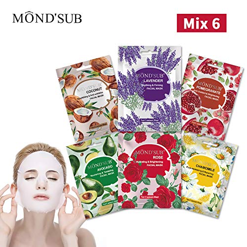 Mascarilla Hojas Por MOND'SUB-The Ultimate Collection para cada piel Día Condición de Día Las máscaras faciales de la piel Preocupaciones-Nutriente y refrescantes e Iluminadora -Natural Frutas y Esenc