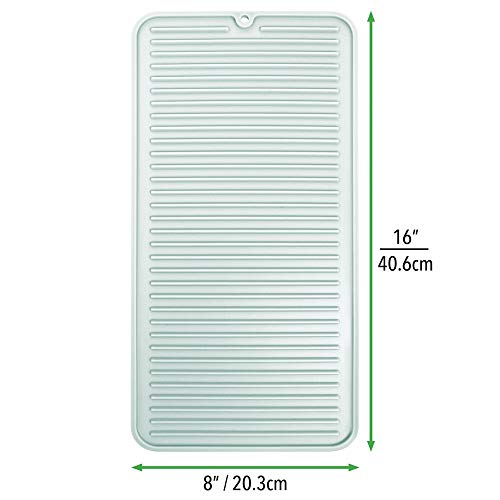 mDesign Alfombrilla de silicona resistente al calor para plancha del pelo o tenacillas – Protector de silicona antideslizante – Protector de mesa para el tocador o el lavabo – verde claro