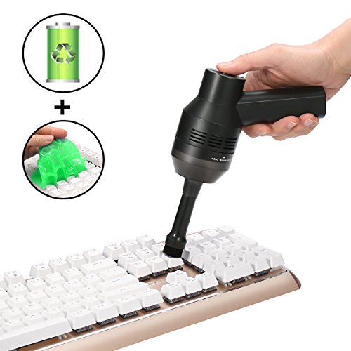 MECO Mini Aspirador de Teclado para Ordenador, Aspiradora Portátil Inalámbrico Recargable con Li-batería Aspirador con Gel, para Coche, Mesa, Escritorio, Sofá, Laptop, Migas, Virutas de lápiz, Cabello