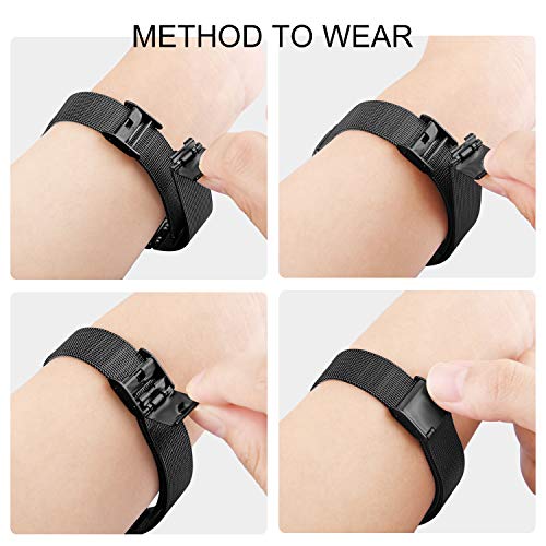 Meliya Correa Compatible con Xiaomi Mi Band 4 Xiaomi Mi Band 3 Metal Correas,Pulsera de Repuesto de Inoxidable Hebilla Ajustable Hebilla Correa para Mujer y Hombre(No Host) (Negro)