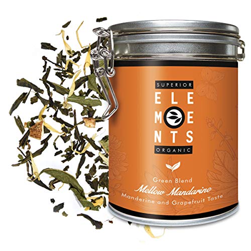 "Mellow Mandarine" Té Verde Orgánico sabor Mandarina y Pomelo, Lata A Granel 100 Gramos - alveus Premium Teas