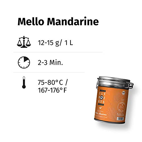 "Mellow Mandarine" Té Verde Orgánico sabor Mandarina y Pomelo, Lata A Granel 100 Gramos - alveus Premium Teas