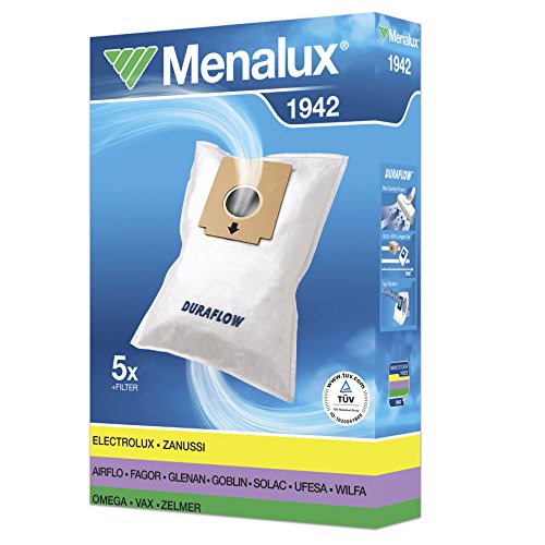 Menalux 1942 - Pack de 5 bolsas sintéticas y 1 filtro para aspiradoras AEG, Clatronic, Fagor, Solac y Ufesa