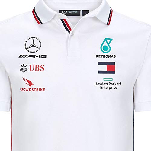 Mercedes-Benz Mercedes AMG Petronas Team Poloshirt Camisa de Polo, Blanco, Blanca, S para Hombre