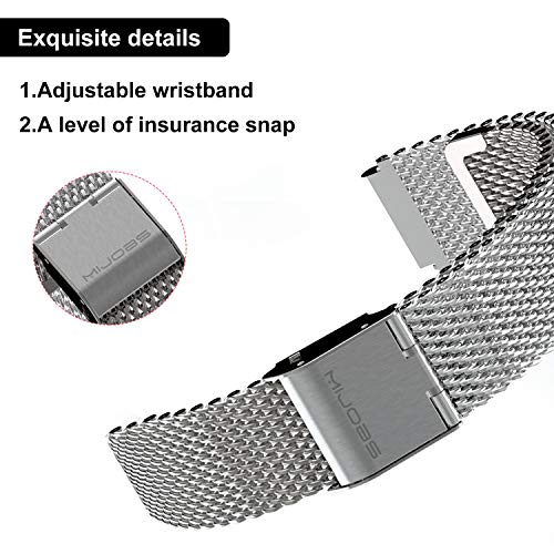 Mijobs Correas de Xiaomi Mi Band 4 Mi Band 3 Correa Bracelet,Wrist Strap Replacement Band para Xiaomi Mi Band 4 3 (No Host) (Milanese Silver)