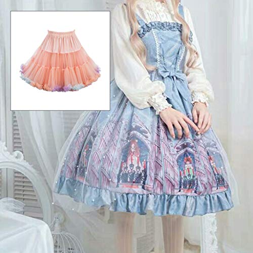 MIKI-Z 45cm Lolita Color Caramelo Nube Puffy Tutu Falda Fancy Rainbow Tulle Enagua