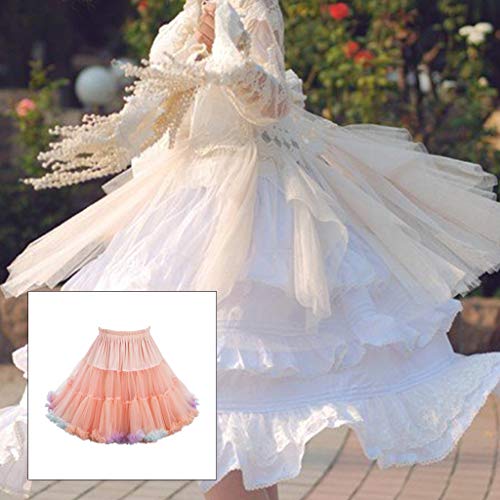 MIKI-Z 45cm Lolita Color Caramelo Nube Puffy Tutu Falda Fancy Rainbow Tulle Enagua