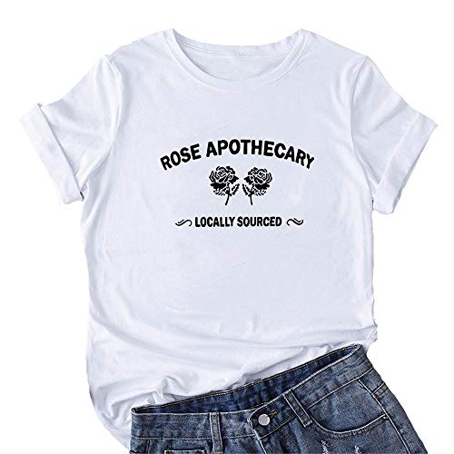 Mikialong Rose Apothecary Graphic Tees - Camisetas de algodón de manga corta para mujer