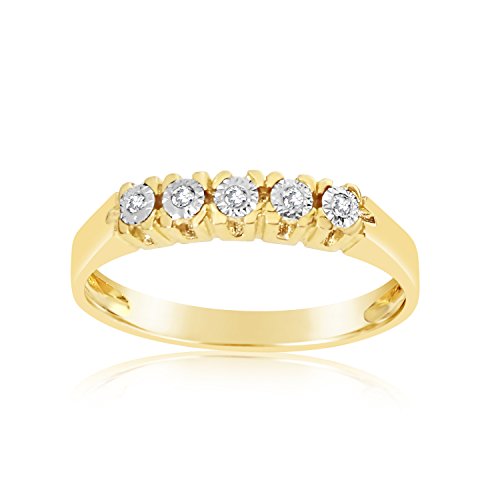 MILLE AMORI ∞ Anillo Mujer Compromiso Oro y Diamantes - Oro Amarillo 9 Kt 375 ∞ Diamantes 0.03 Kt