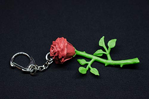 Miniblings Rosa roja Llavero Flores jardín de Flores de Goma Dura de Color Rojo Amor