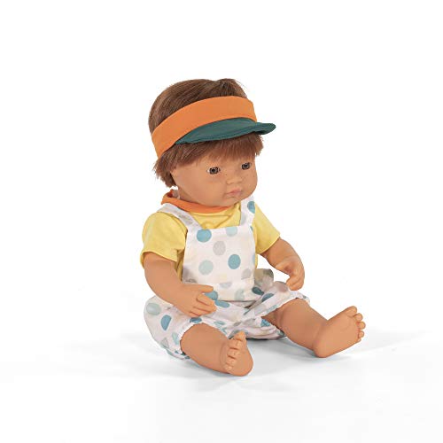 Miniland –Muñeco bebé Europeo Niño Pelirrojo. Vinilo Suave de 38cm. Rasgos étnicos y sexuado para el Aprendizaje de la Diversidad. Ligero y Agradable Perfume. Colección de Diferentes etnias y sexos.