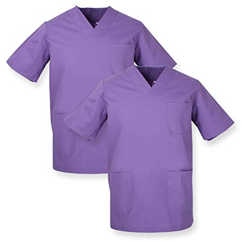 MISEMIYA - Pack*2 - Casaca Sanitarios Unisex Uniformes Sanitarios Cuello Pico Mangas Cortas Uniformes Laboratorios - Ref.817 * 2 - XXL, Verde Manzana