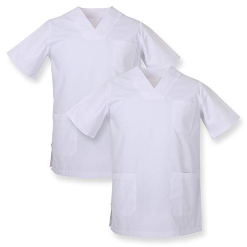 MISEMIYA - Pack*2 - Casaca Sanitarios Unisex Uniformes Sanitarios Cuello Pico Mangas Cortas Uniformes Laboratorios - Ref.817 * 2 - XXL, Verde Manzana