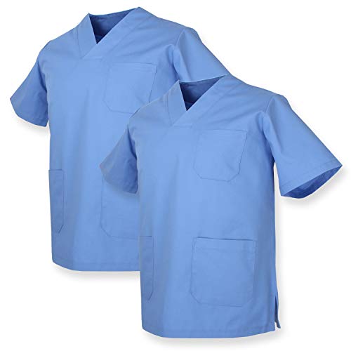 MISEMIYA - Pack*2 - Casaca Sanitarios Unisex Uniformes Sanitarios Cuello Pico Mangas Cortas Uniformes Laboratorios - Ref.817 * 2 - XXL, Verde Manzana