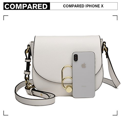 Miss Lulu Bolsos Bandolera de Cuero de PU Bolsa de Mano Bolsa de Hombro Tote Crossbody Bolso Shopper para Mujer (Blanco)