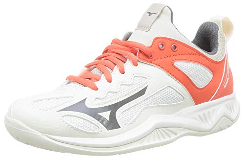 Mizuno Ghost Shadow, Zapatilla de Balonmano para Mujer, Swhite/Qshade/Hot Coral, 40 EU