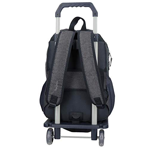 Mochila Escolar Pepe Jeans emi Doble Compartimento con Carro, Azul, 31x46x15 cm