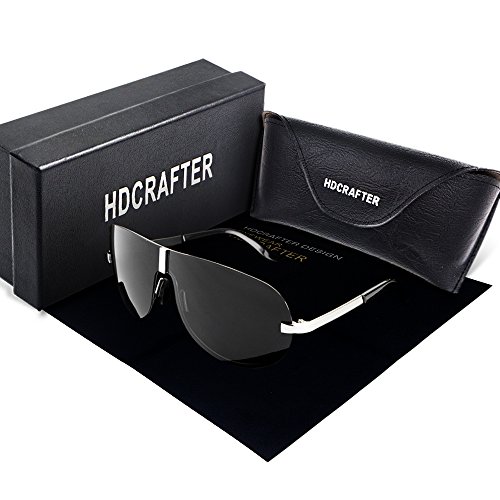 Moda Deporte Estilo Gafas de sol para hombre y mujer, hdcrafter polarizadas gafas sin montura UV400 protección, negro, plateado, (Silver Frame Black Lens)