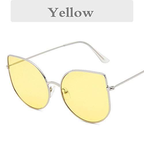 Moda Gafas De Sol Cat Eye Mujer Gafas De Sol Moda Metal   Playa Sun Shade Gafas Hombres Amarillo
