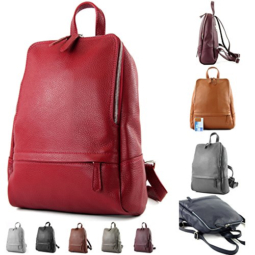 modamoda de - ital Damenrucksack bolsa de cuero T138, Color:chicle de globo