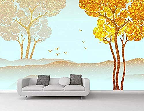 Moderno árbol abstracto de la montaña del pájaro que vuela para los murales del papel pintado de los Pared Pintado Decoración dormitorio Fotomural sala sofá mural dormitorio background-350cm×256cm