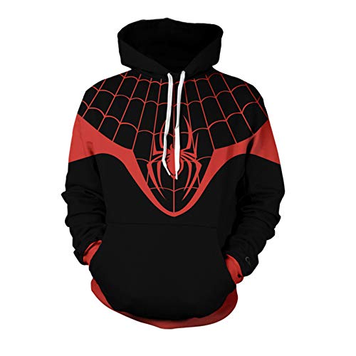 MODRYER Amazing Spider-Man Camiseta de la Cremallera 3D Impreso Sudadera con Capucha niños con Capucha del chándal de los Puentes de Lazo Novedad del Regalo de la Navidad,Large