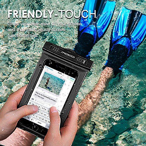 MoKo Funda Impermeable, Waterproof Brazo y Cuello Compatible para iPhone X XS XR XS MAX, Samsung S10 S10 e, Pixel 4, Pixel 4 XL y, Smartphone 6.5 Pulgadas, IPX8 Certificado, Negro