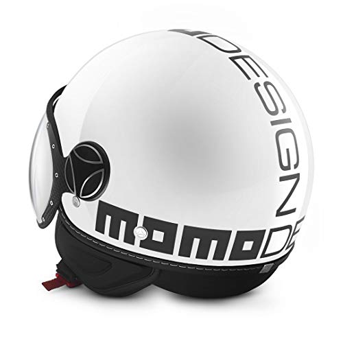 MOMO Design - Casco Classic Blanco Brillante y Negro, Talla XL