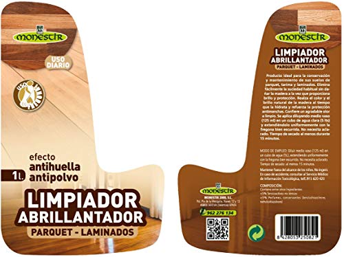 MONESTIR Limpiador Abrillantador para Parquet y Laminados 1L