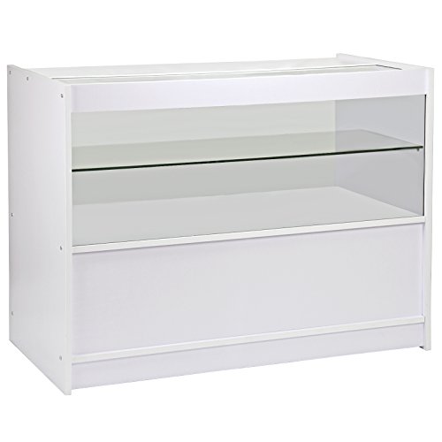 MonsterShop - C1200 Mostradore Mesas de Recepción Mueble Oficina Mostradores Peluqueria Comercial Expositor| Blanco Brillante 120cm (Anchura) x 60cm (Profundidad) x 90cm (Altura)