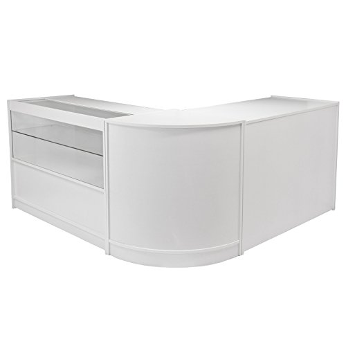 MonsterShop – Draco Set 3 Mostradores Mesas de Recepción mueble Oficina Mostradores Peluqueria Comercial Expositor| Blanco Brillante 120cm (anchura) x 60cm (profundidad) x 90cm (altura)