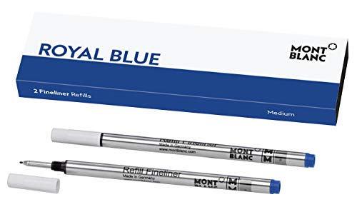 Montblanc 124499 Recambios para Fineliners y Rollerballs de tamaño M – Recargas de alta calidad en color Royal Blue, 1 paquete x 2 Recambios