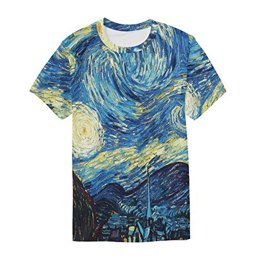 Montoj Vincent Van Gogh The Starry Night Essentials - Camiseta de manga corta para hombre, secado rápido 1 L