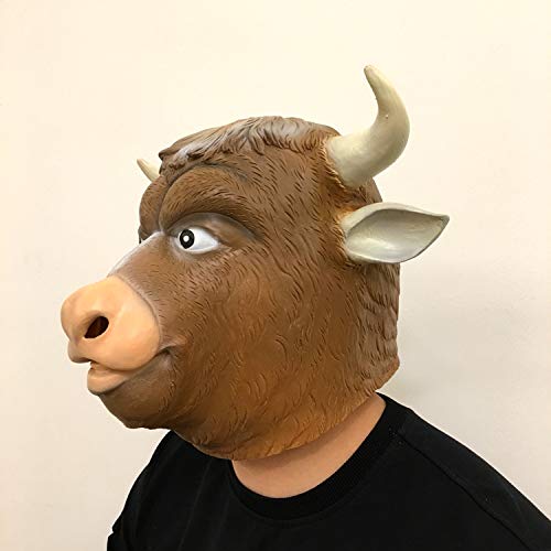 Morbuy Máscara de Cabeza Animal de Látex, Adulto Látex Novedad Interesante Cabeza Máscaras Halloween Cara Fiesta de Disfraces Cosplay (Ganado)