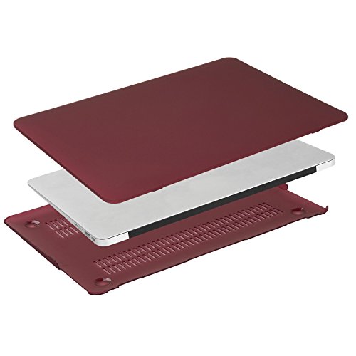 MOSISO Funda Dura Compatible con MacBook Air 13 (A1369/A1466, Versión 2010-2017), Rígida Carcasa Protector & Piel de Teclado de Color a Juego EU Versión & Protector de Pantalla, Rojo Marsala