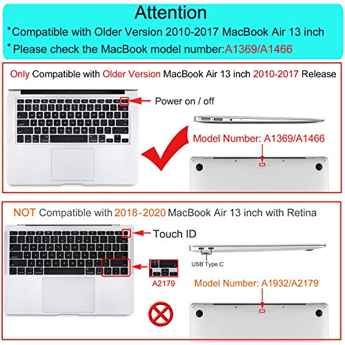 MOSISO Funda Dura Compatible con MacBook Air 13 (A1369/A1466, Versión 2010-2017), Rígida Carcasa Protector & Piel de Teclado de Color a Juego EU Versión & Protector de Pantalla, Rojo Marsala