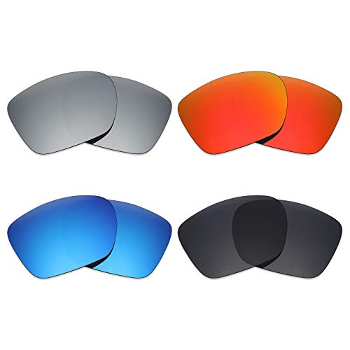 Mryok - 4 pares de lentes polarizadas de repuesto para gafas de sol Oakley TwoFace XL, color negro y rojo fuego, azul hielo/plateado