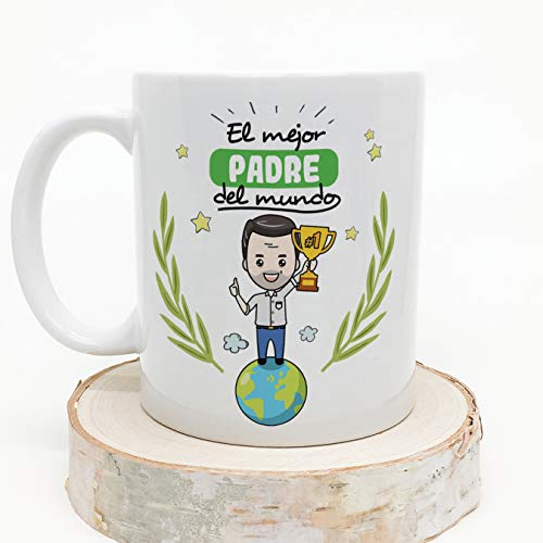 MUGFFINS Taza Papá - El Mejor Padre del Mundo - Taza Desayuno/Idea Regalo Día del Padre. Cerámica 350 mL