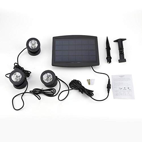 Mumusuki Durable 18LED Solar Powered Triple Head Jardín al Aire Libre Paisaje Spot Light Luz subacuática(Lumière Blanche)