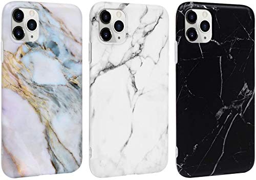 MUSESHOP Carcasa para iPhone 11 Funda Mármol, Carcasa Silicona TPU Flexible Suave Ultra Delgado Mate Case de IMD Marble para iPhone 11 6.1 Inch - [3 Unidades] Negro, Gris Blanco, Gris púrpura