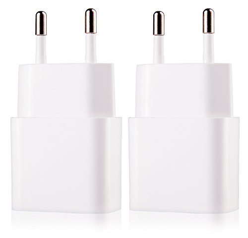 MyGadget 2X Cargador Enchufe USB para Smartphone y Tablet - USB Adaptador 5V / 2A - Charger para Apple iPad, iPhone, Samsung Galaxy, Huawei - Blanco